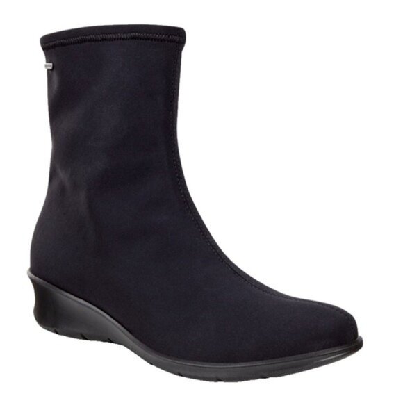 ECCO Felicia GTX Gore-Tex Black Stretch Pull-On Bootie Size 8 Comfort - Picture 1 of 11